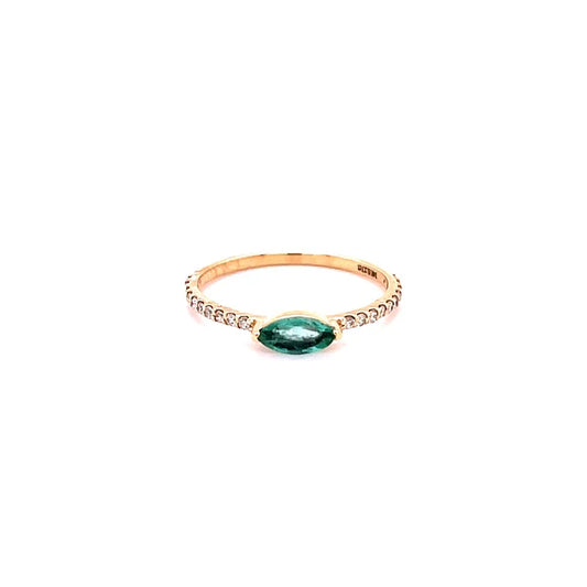 14KT YELLOW GOLD EMERALD RING WITH DIAMONDS