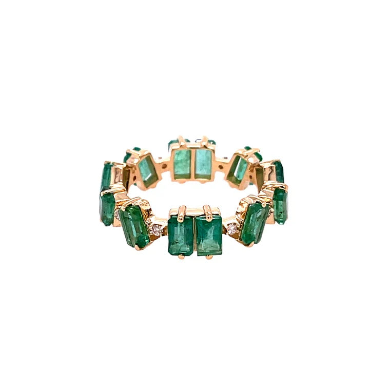 14KT YELLOW GOLD DIAMOND EMERALD RING