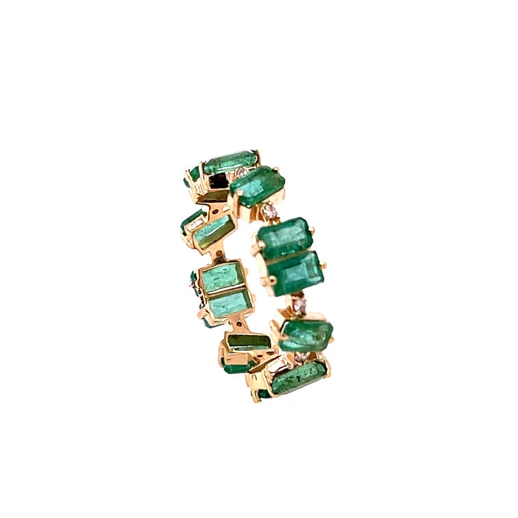 14KT YELLOW GOLD DIAMOND EMERALD RING