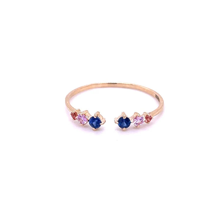 14KT YELLOW GOLD MULTI SAPPHIRE RING