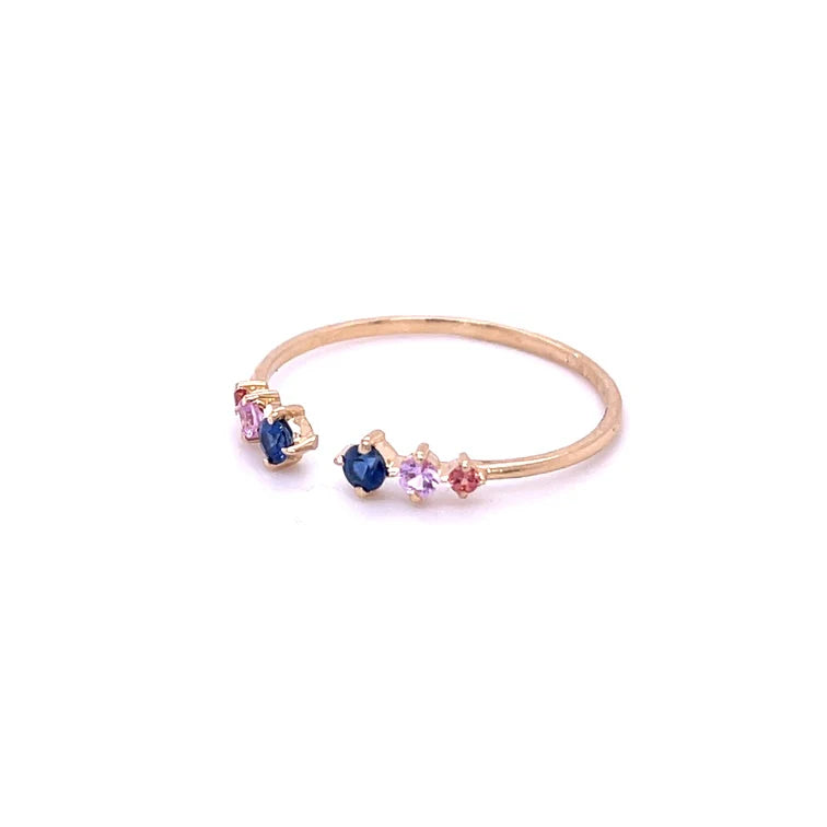 14KT YELLOW GOLD MULTI SAPPHIRE RING