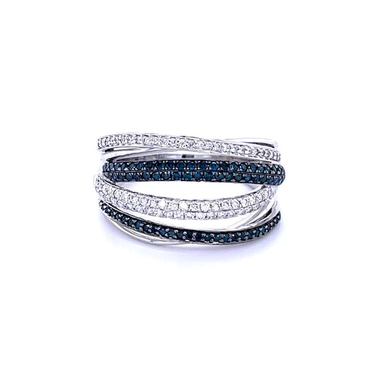14KT WHITE GOLD WITH BLUE DIAMOND RING