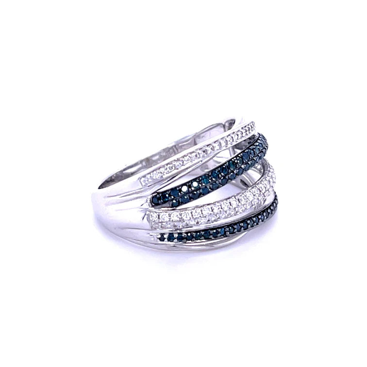 14KT WHITE GOLD WITH BLUE DIAMOND RING