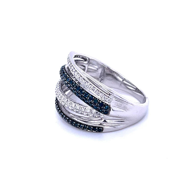 14KT WHITE GOLD WITH BLUE DIAMOND RING