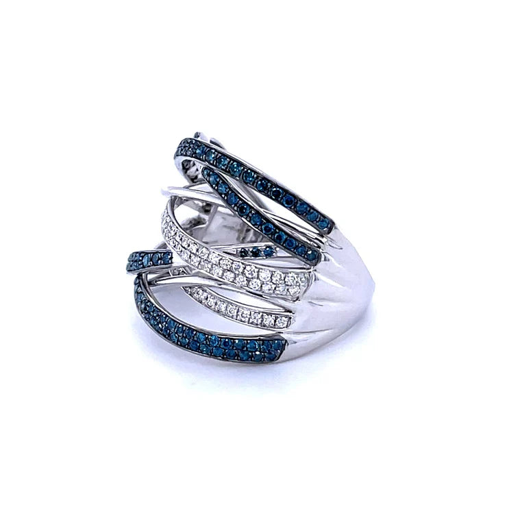 14KT WHITE GOLD WITH BLUE DIAMONDS RING