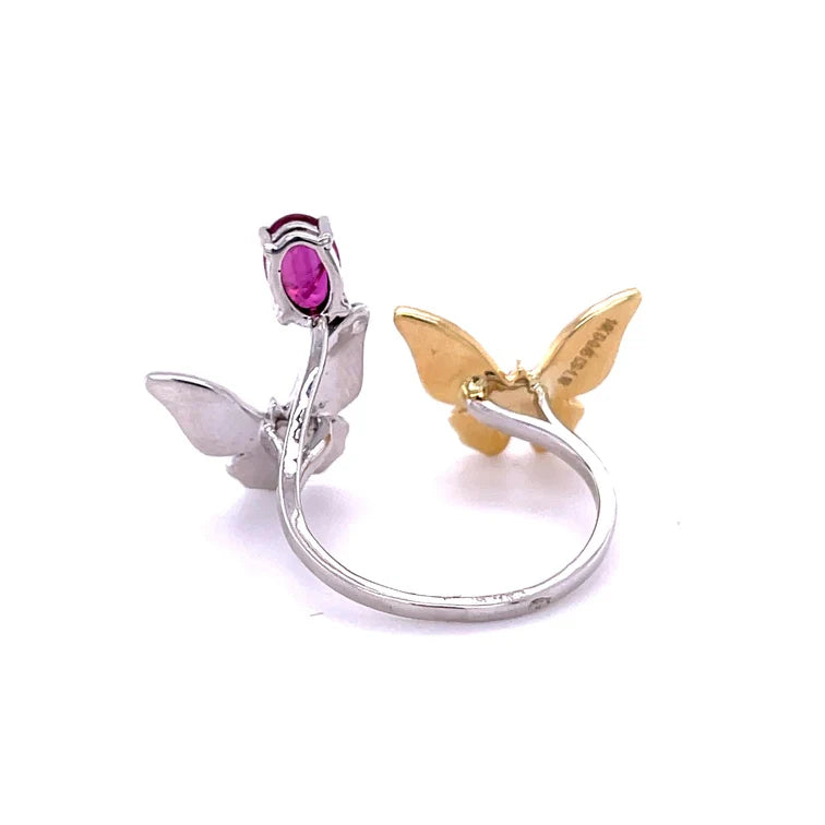 14KT BUTTERFLY DIAMOND/ STONE RING
