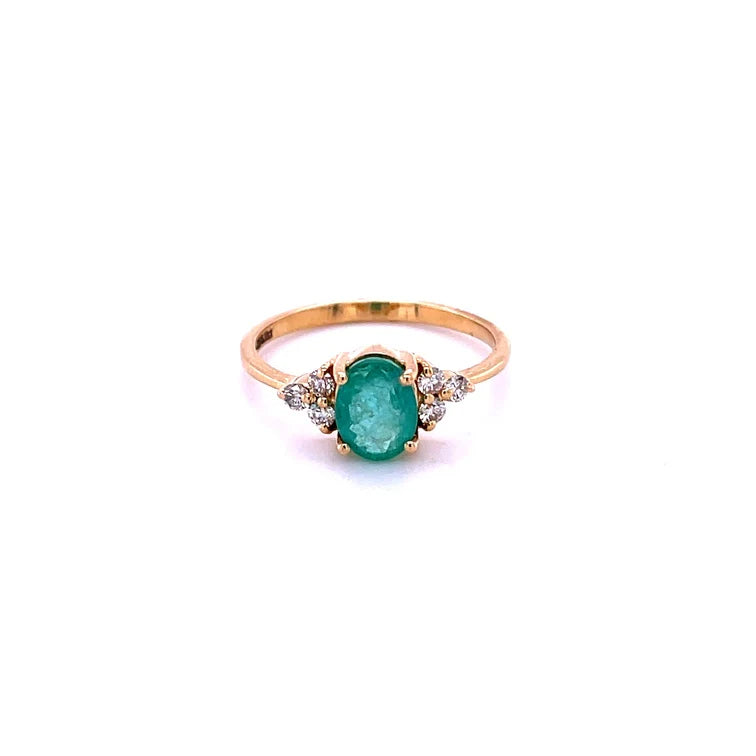 14KT EMERALD WITH DIAMOND RING