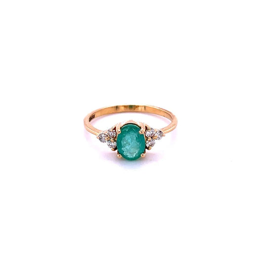 14KT EMERALD WITH DIAMOND RING