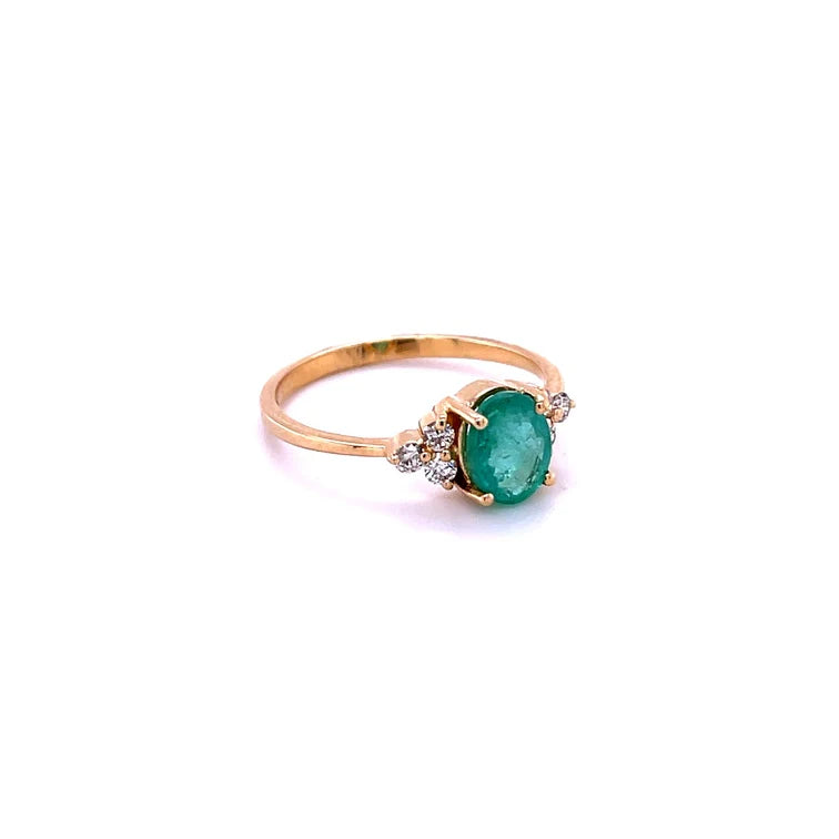 14KT EMERALD WITH DIAMOND RING