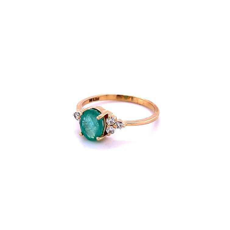 14KT EMERALD WITH DIAMOND RING