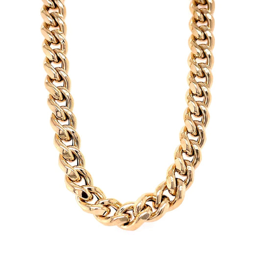 14KT YELLOW GOLD HOLLOW CUBAN NECKLACE