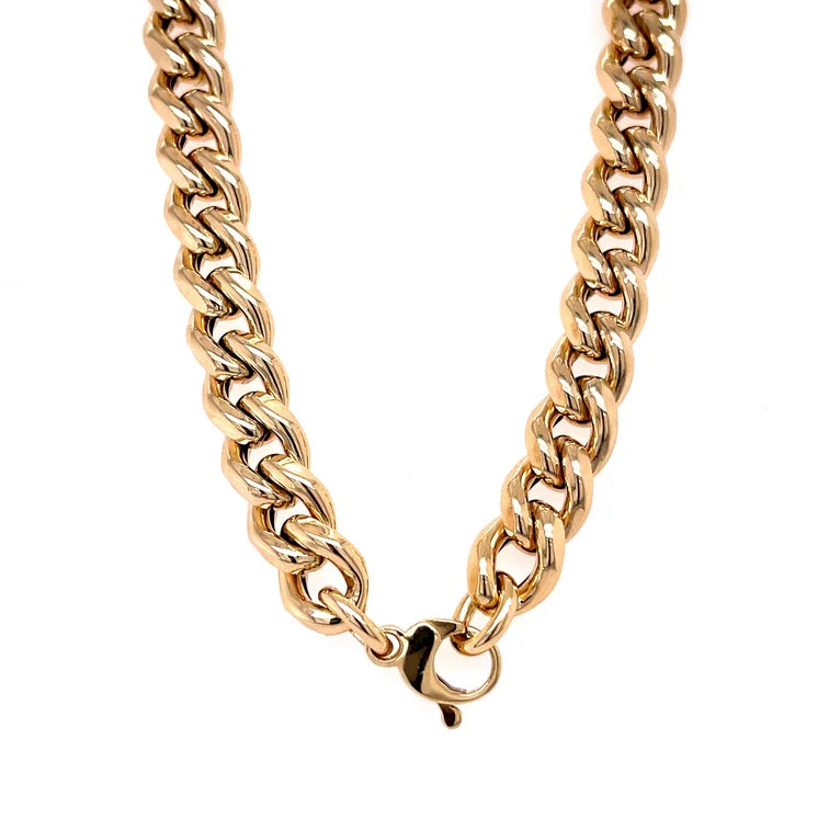 14KT YELLOW GOLD HOLLOW CUBAN NECKLACE