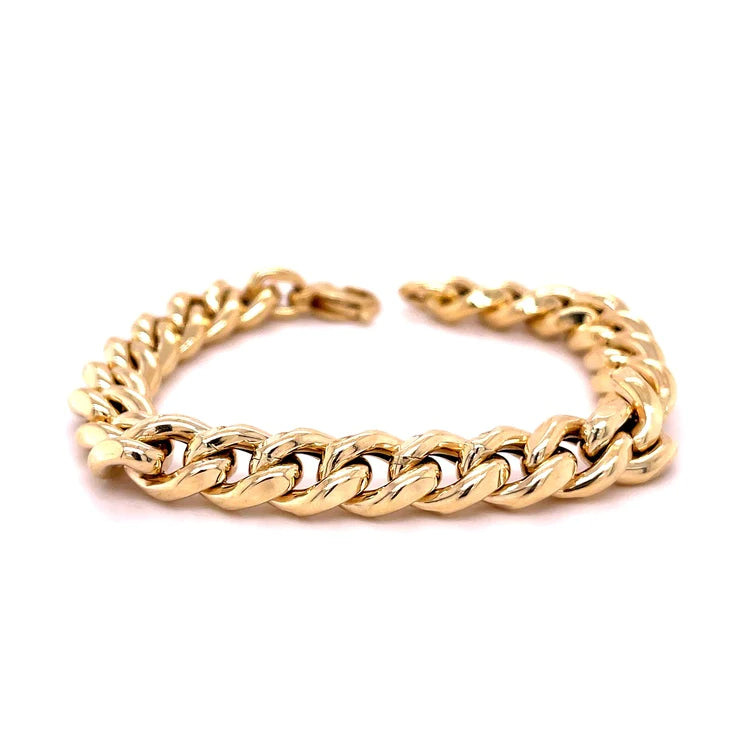 14KT YELLOW GOLD CUBAN HALLOW BRACLET