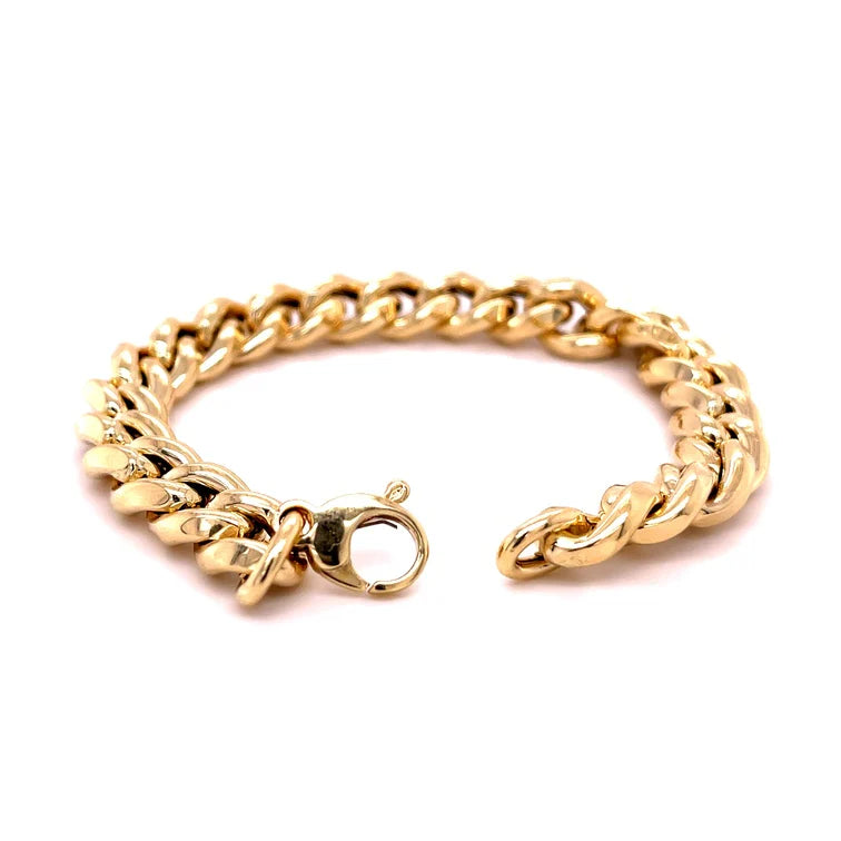 14KT YELLOW GOLD CUBAN HALLOW BRACLET