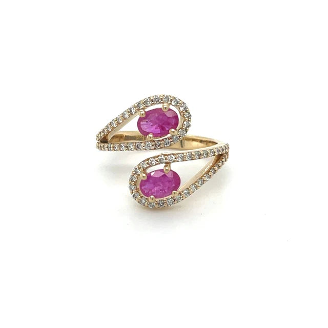 14KT YELLOW GOLD RUBY DIAMOND RING