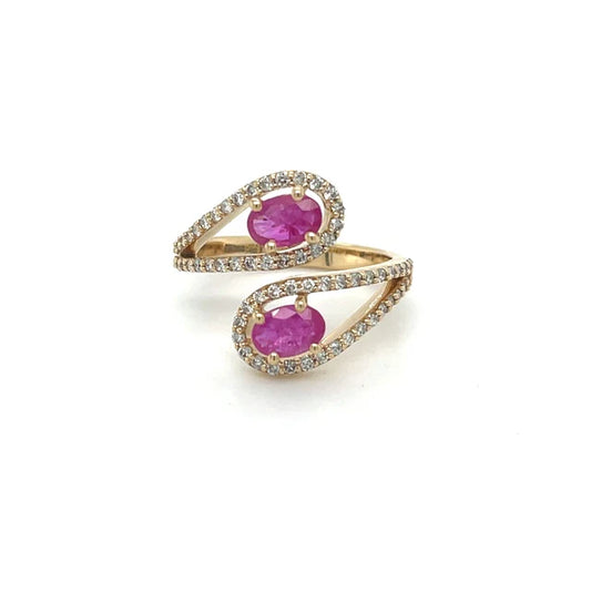 14KT YELLOW GOLD RUBY DIAMOND RING