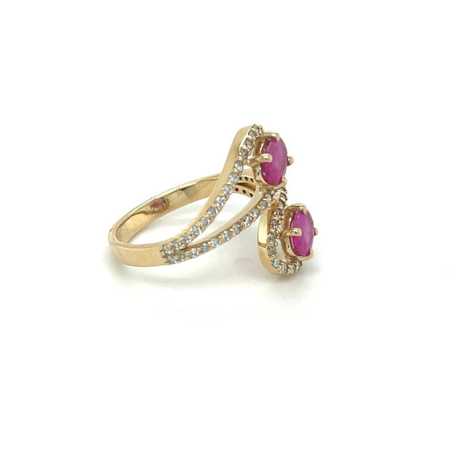 14KT YELLOW GOLD RUBY DIAMOND RING