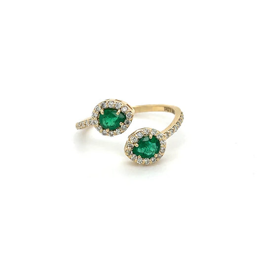 14KT EMERALD PEAR SHAPE WITH DIAMOND RING