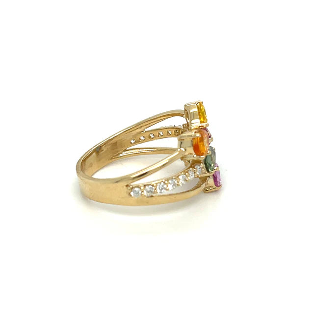 MULTI COLOR SAPPHIRE DIAMOND RING