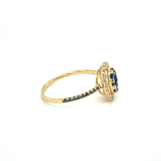 YELLOW GOLD SAPPHIRE DIAMOND RING