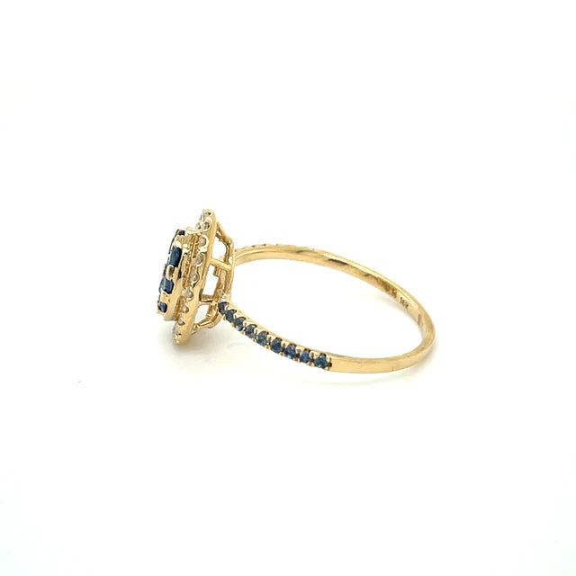 YELLOW GOLD SAPPHIRE DIAMOND RING