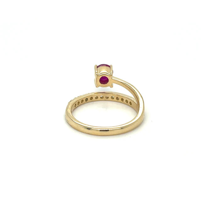 14KT YELLOW GOLD RUBY DIAMOND RING