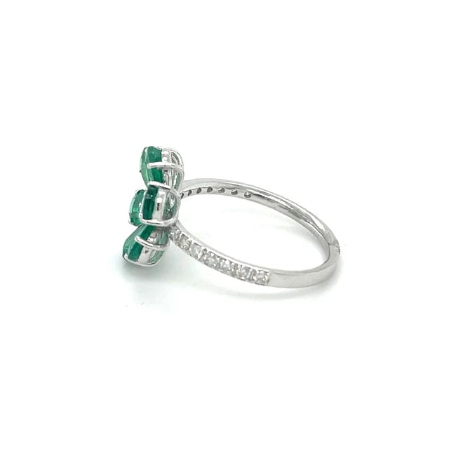 FLOWER EMERALD DIAMOND RING