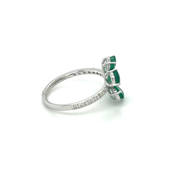 FLOWER EMERALD DIAMOND RING