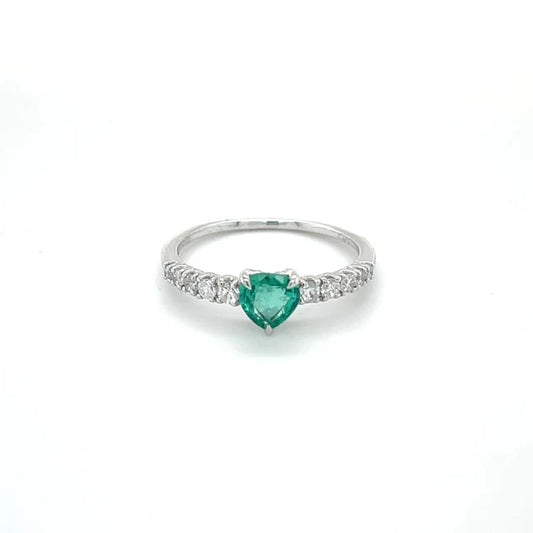 HEART SHAPE EMERALD DIAMOND RING