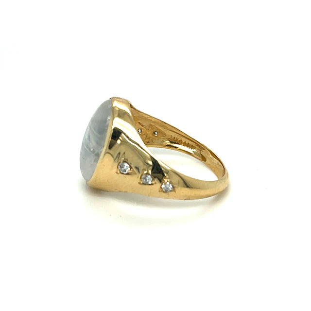 RAINBOW MOON STONE DIAMOND RING