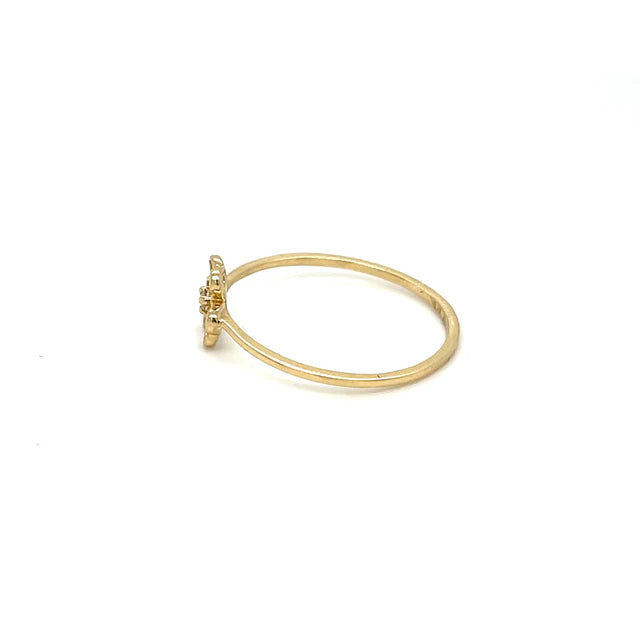 YELLOW GOLD FLOWER WITH DIAMONDS RING