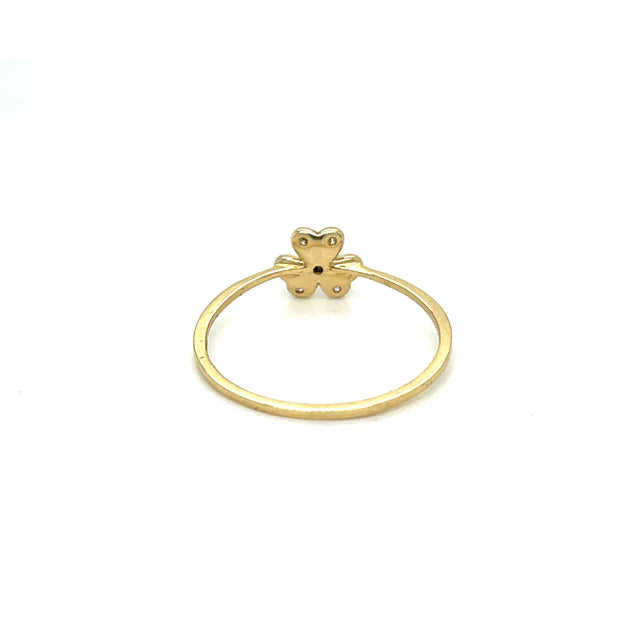 YELLOW GOLD FLOWER WITH DIAMONDS RING