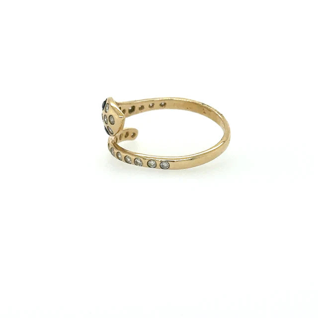 YELLOW GOLD SNAKE RING WITH SAPPHIRE AND DIAMONDS