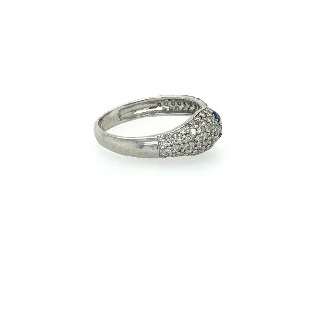 14KT WHITE GOLD SNAKE RING WITH SAPPHIRE AND DIAMONDS