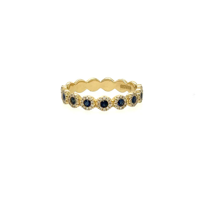 YELLOW GOLD RING WITH SAPPHIRE AND DIAMONDS