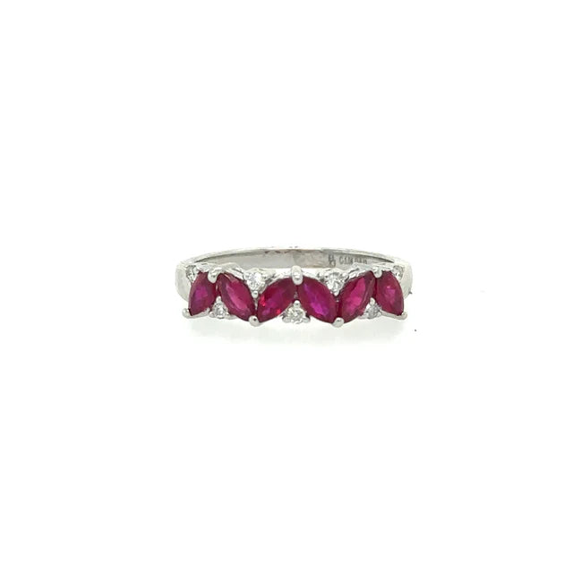 WHITE GOLD RUBY RING WITH DIAMONDS