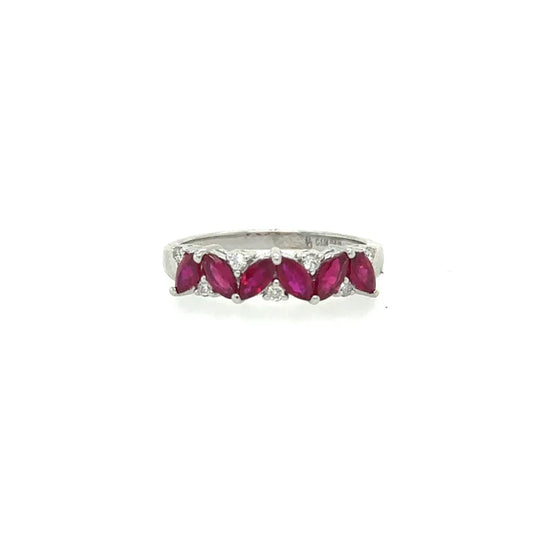 WHITE GOLD RUBY RING WITH DIAMONDS