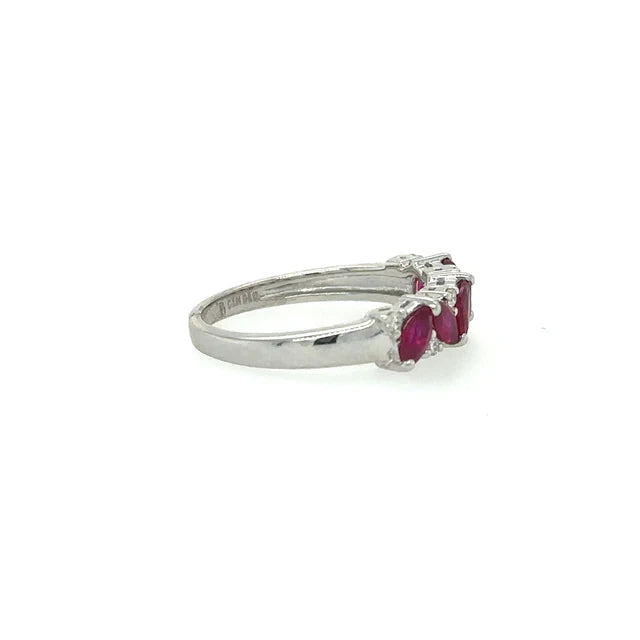 WHITE GOLD RUBY RING WITH DIAMONDS