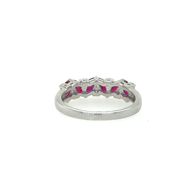 WHITE GOLD RUBY RING WITH DIAMONDS