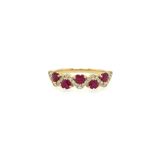 YELLOW GOLD RING WITH RUBY AND DIAMONDS