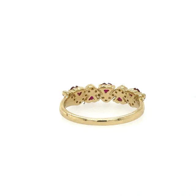 YELLOW GOLD RING WITH RUBY AND DIAMONDS