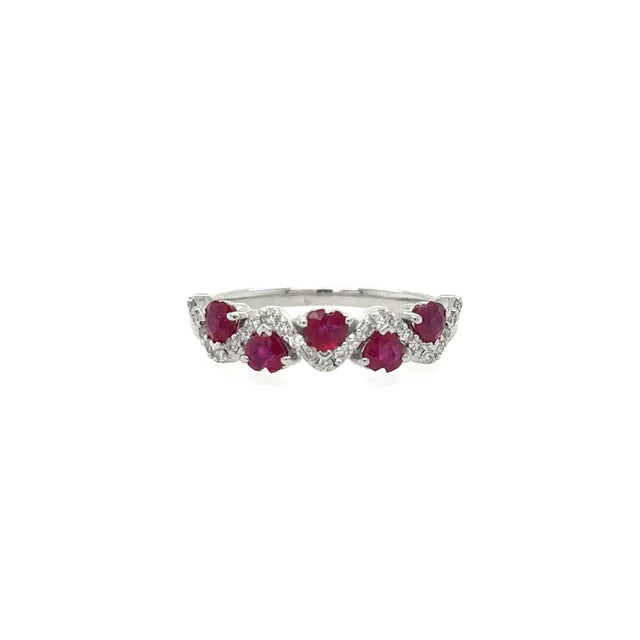 WHITE GOLD RING WITH RUBY AND DIAMONDS