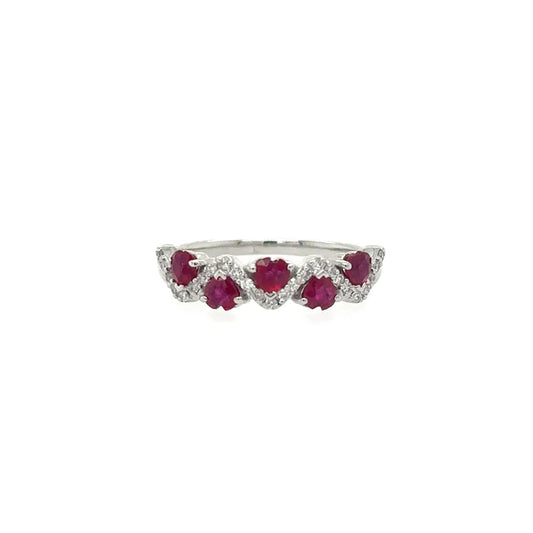 WHITE GOLD RING WITH RUBY AND DIAMONDS