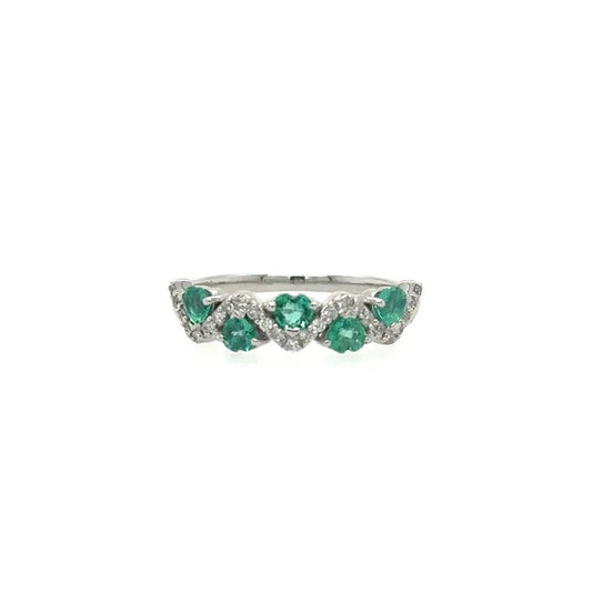 WHITE GOLD RING WITH EMERALD AND DIAMONDS