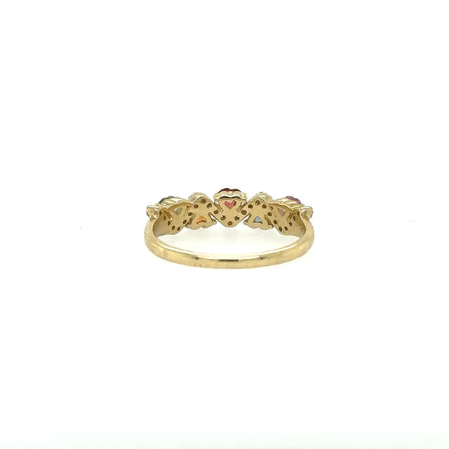 YELLOW GOLD RING WITH MULTI SAPPHIRE AND DIAMONDS