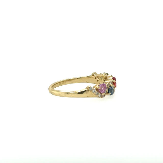 YELLOW GOLD RING WITH MULTI SAPPHIRE AND DIAMONDS