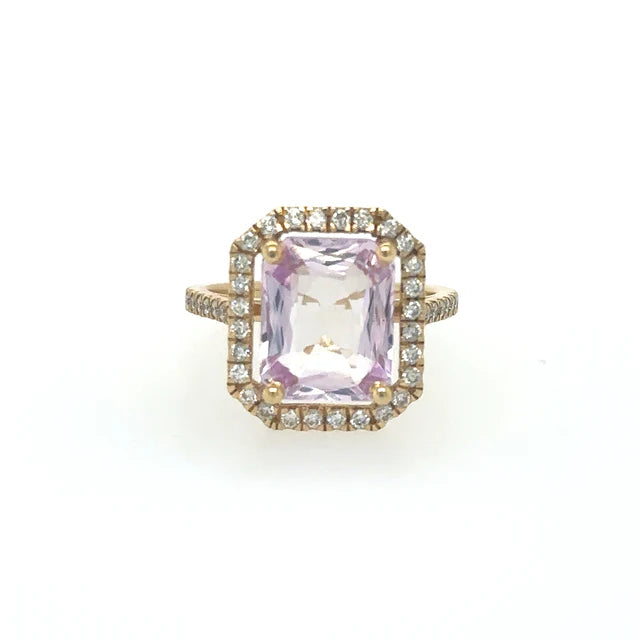 14KT KUNZITE DIAMOND RING