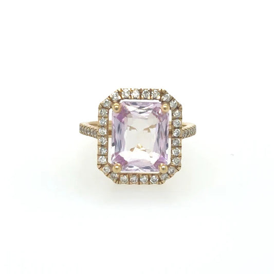 14KT KUNZITE DIAMOND RING
