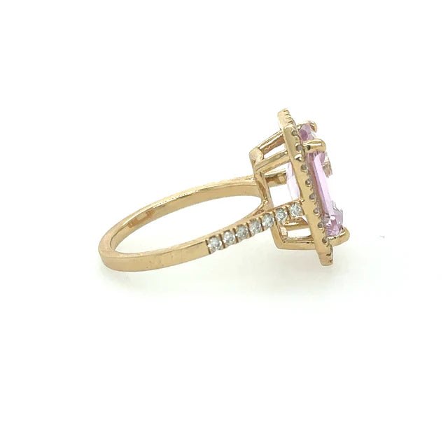 14KT KUNZITE DIAMOND RING