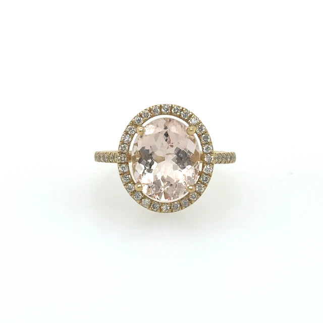 14KT DIAMOND MORGANITE RING